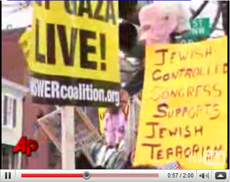 Anti-Semitic protest sign