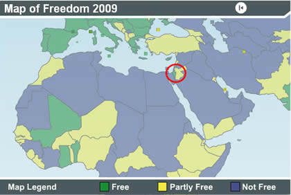 Freedom House map of the middle east