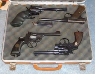 Four pistols in a case