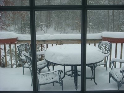Snow on Sarah's deck