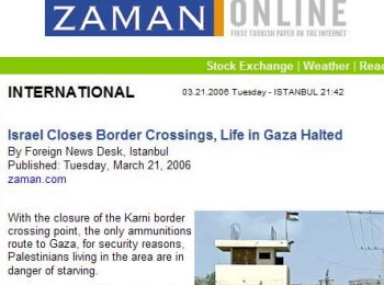 Zaman online admits the Karni crossing is for terrorists