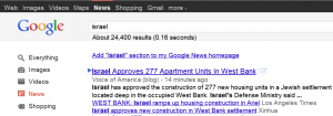 Israel on Google news